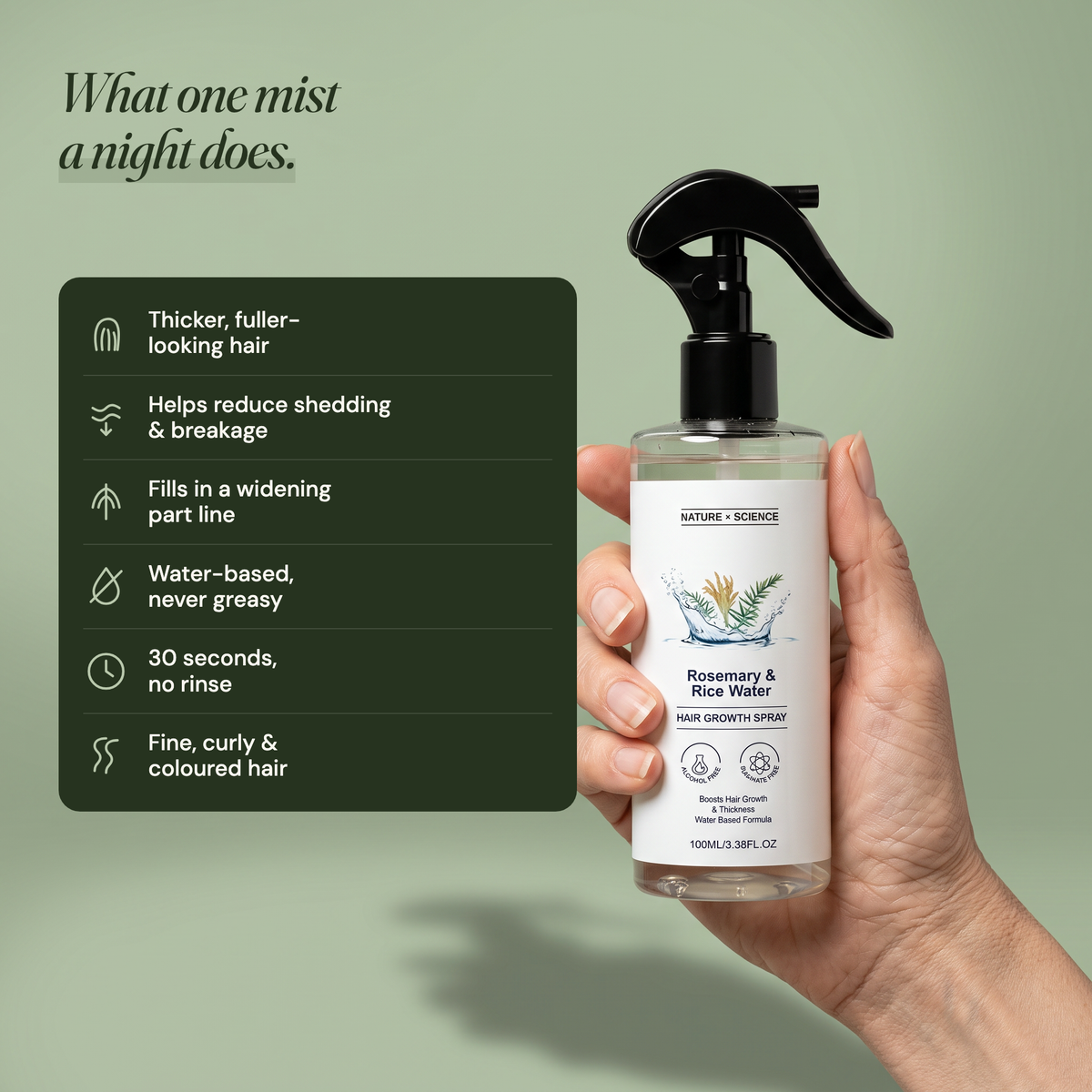 The Rosamae Mist™ · Rosemary & Rice Water Hair Growth Spray